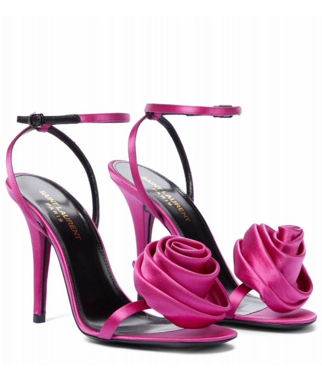 SAINT LAURENT Розовые текстильные босоножки, фото 2
