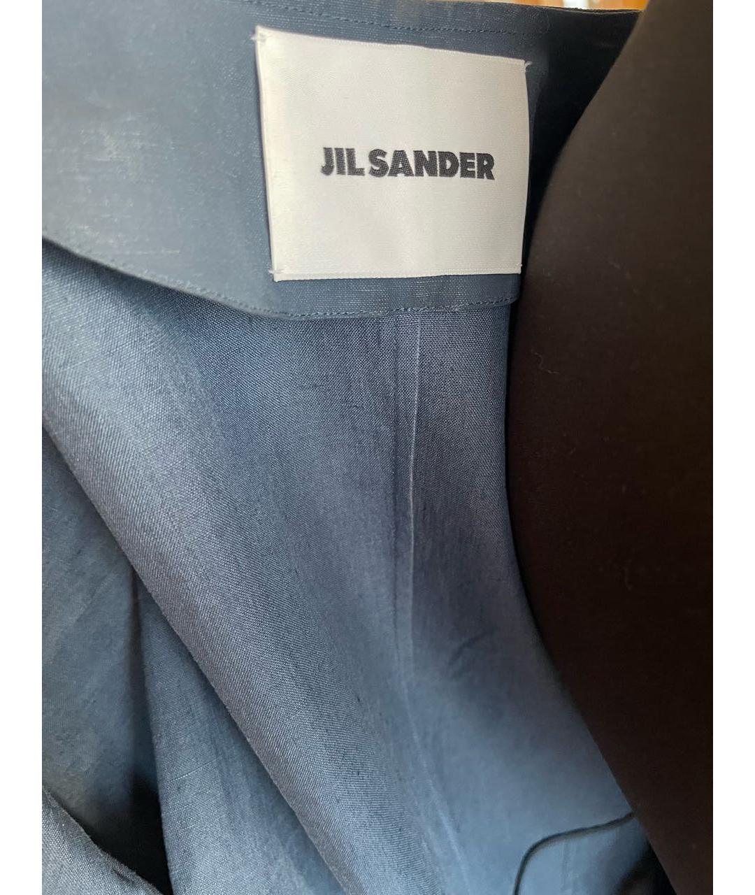 JIL SANDER Темно-синее льняное повседневное платье, фото 3