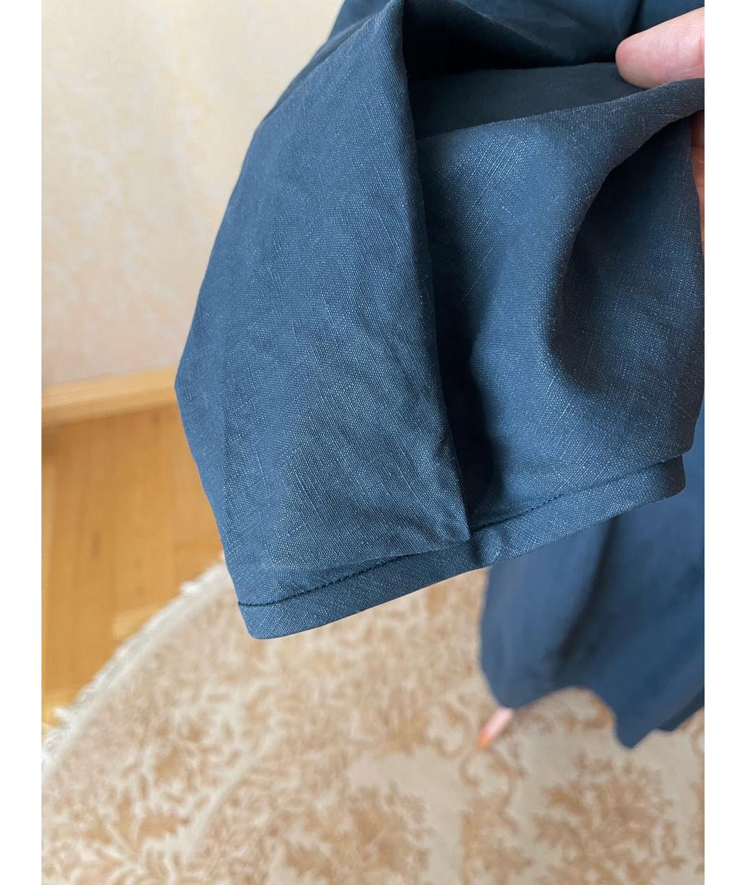JIL SANDER Темно-синее льняное повседневное платье, фото 7