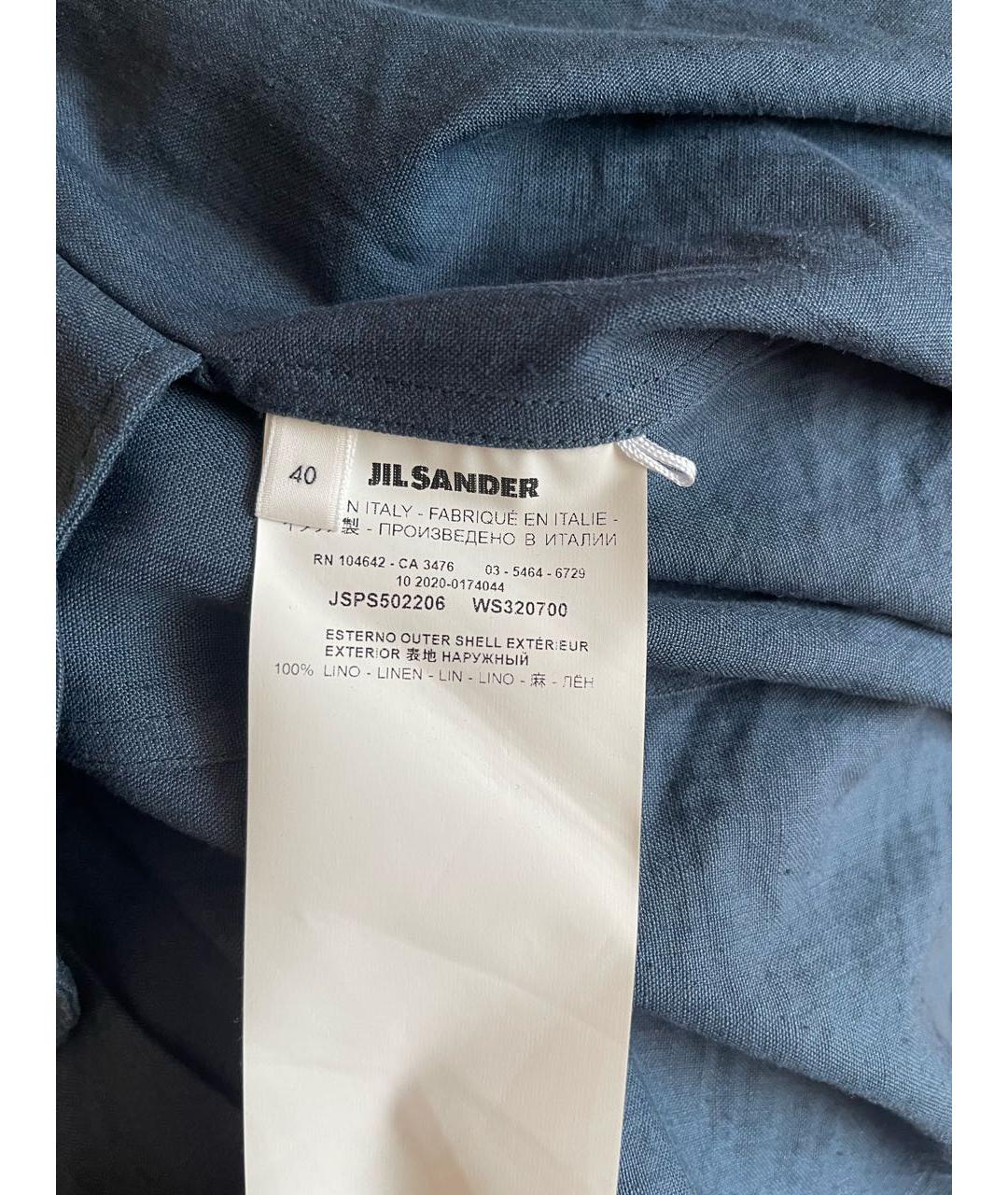 JIL SANDER Темно-синее льняное повседневное платье, фото 5