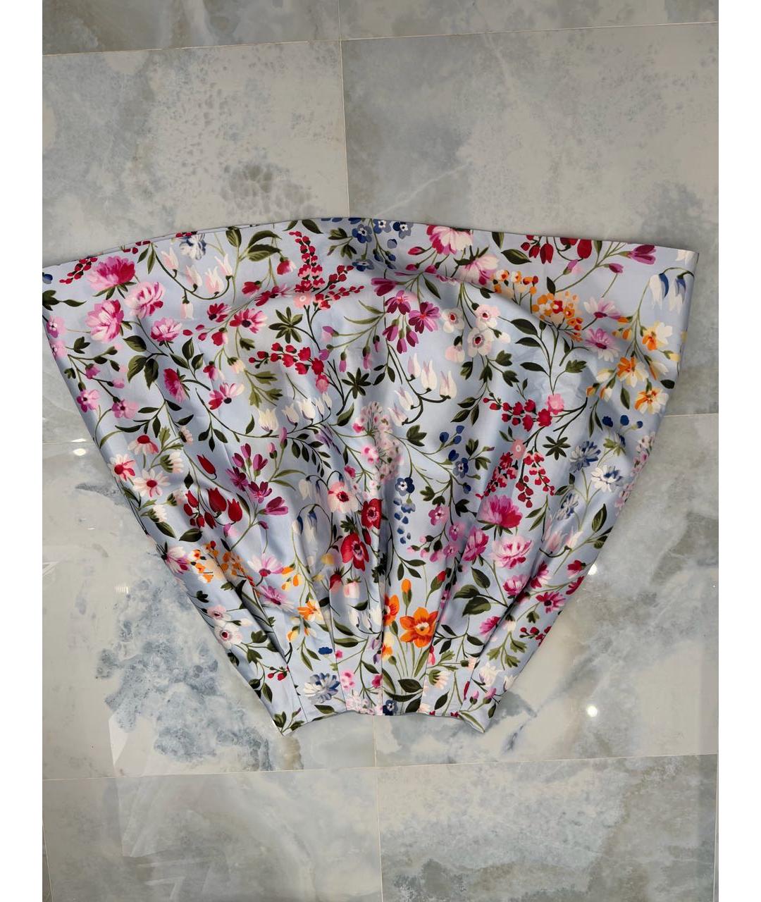 OSCAR DE LA RENTA Голубая шелковая юбка мини, фото 3