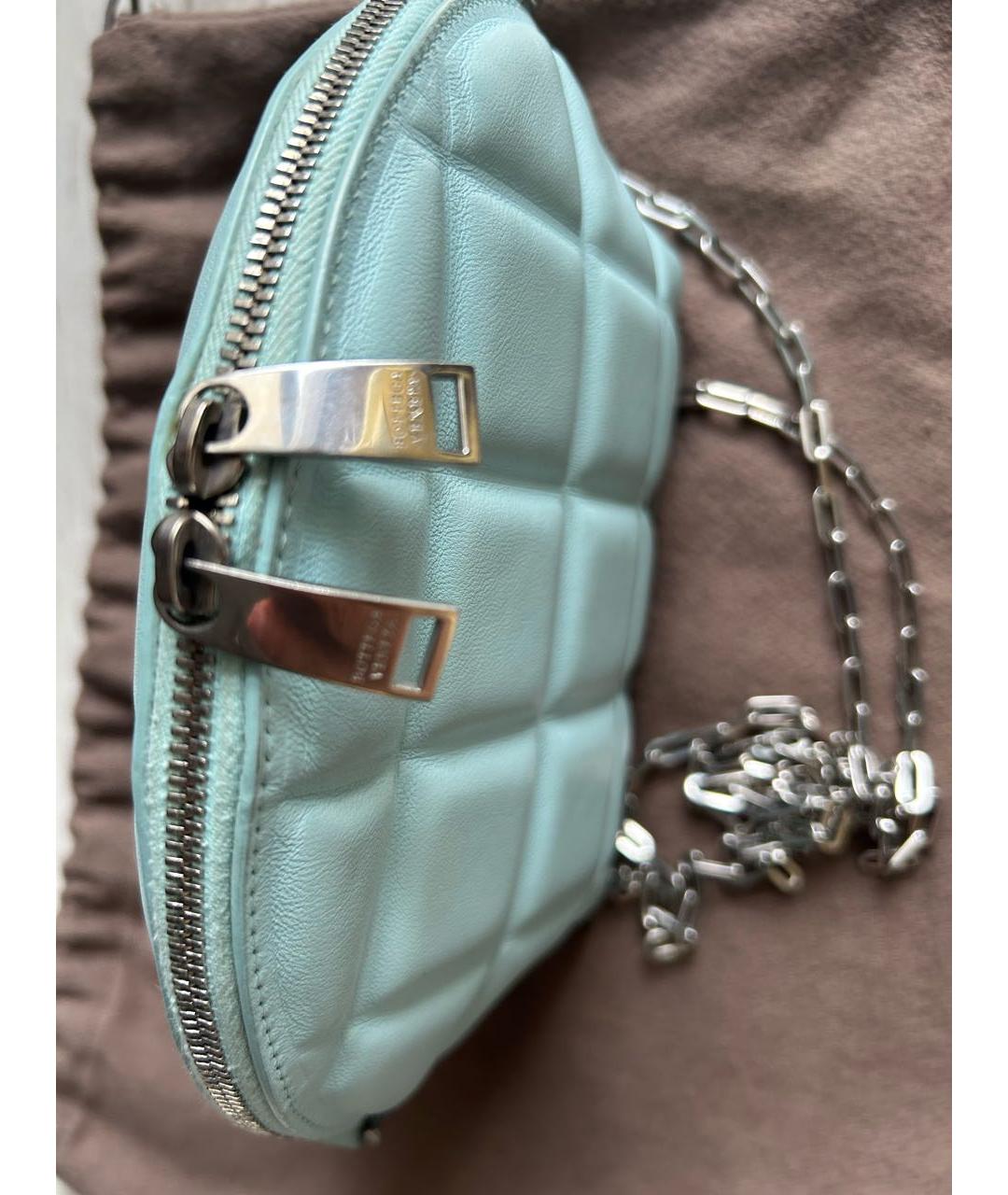 BOTTEGA VENETA Голубая кожаная сумка через плечо, фото 3