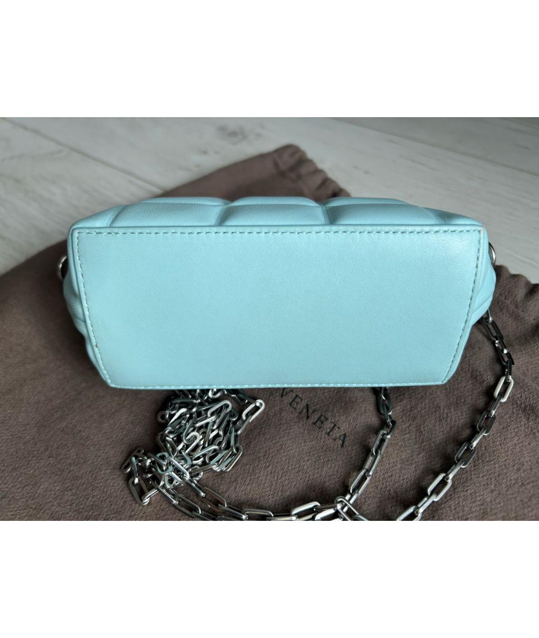 BOTTEGA VENETA Голубая кожаная сумка через плечо, фото 8