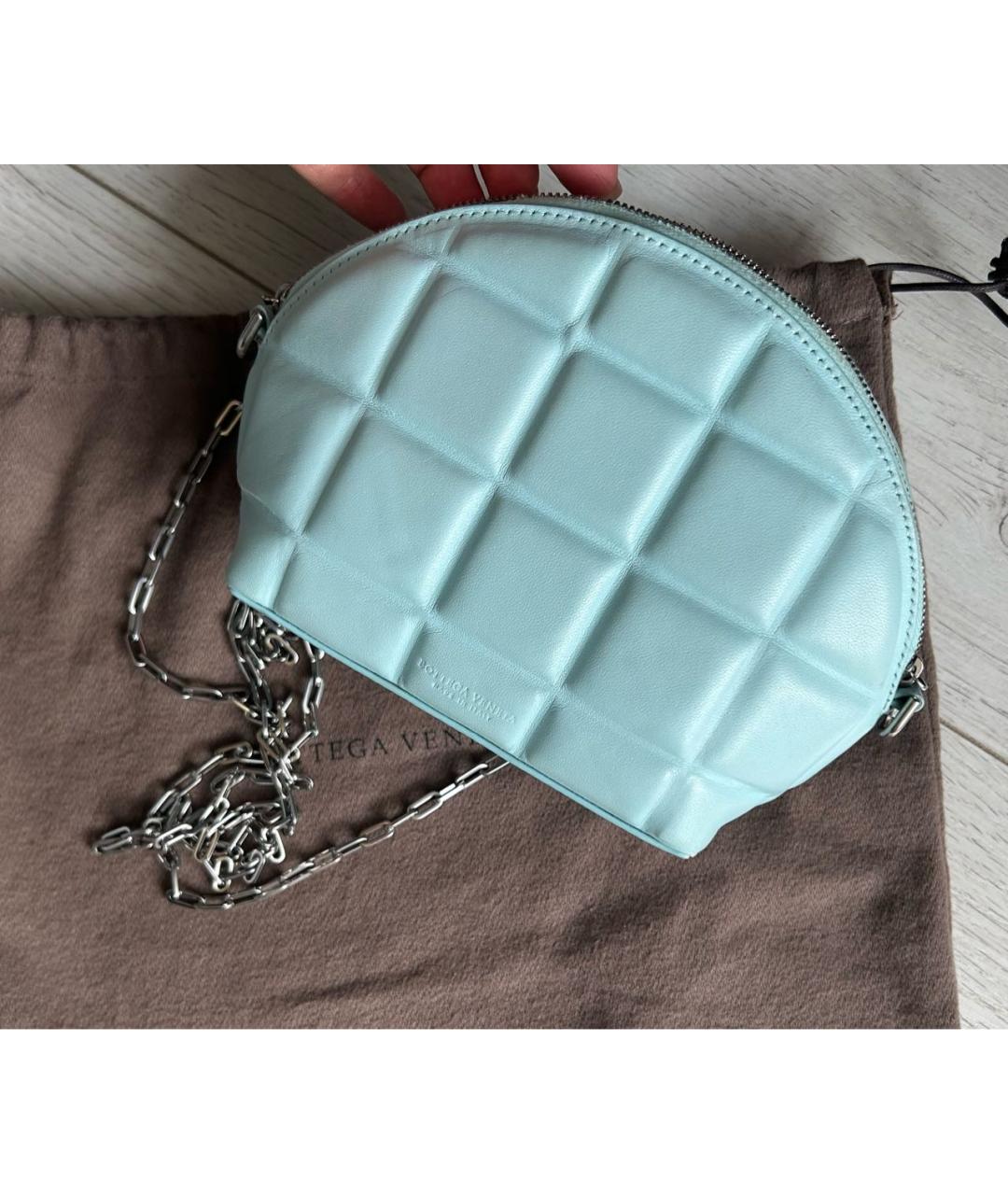 BOTTEGA VENETA Голубая кожаная сумка через плечо, фото 4