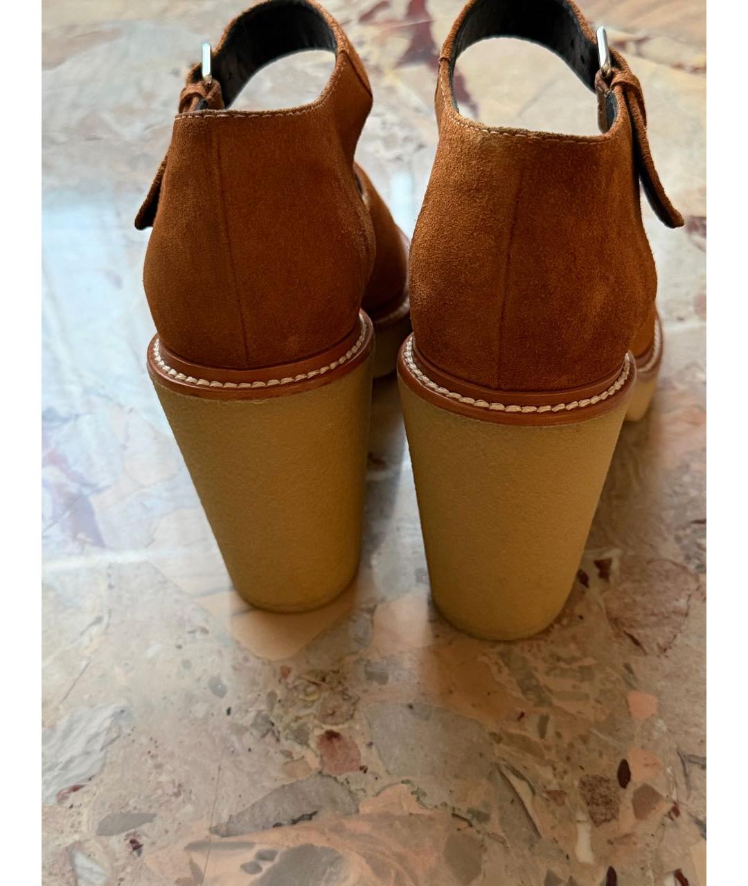 HERMES Коричневые замшевые босоножки, фото 3