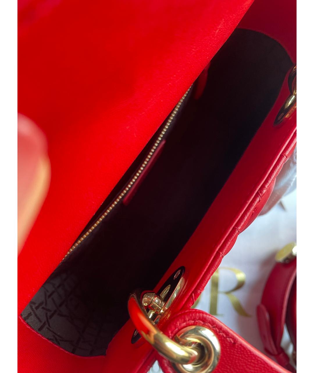 CHRISTIAN DIOR Красная кожаная сумка с короткими ручками, фото 7