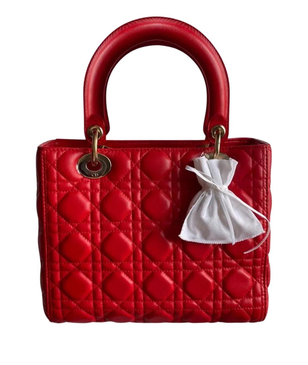 CHRISTIAN DIOR Красная кожаная сумка с короткими ручками, фото 1