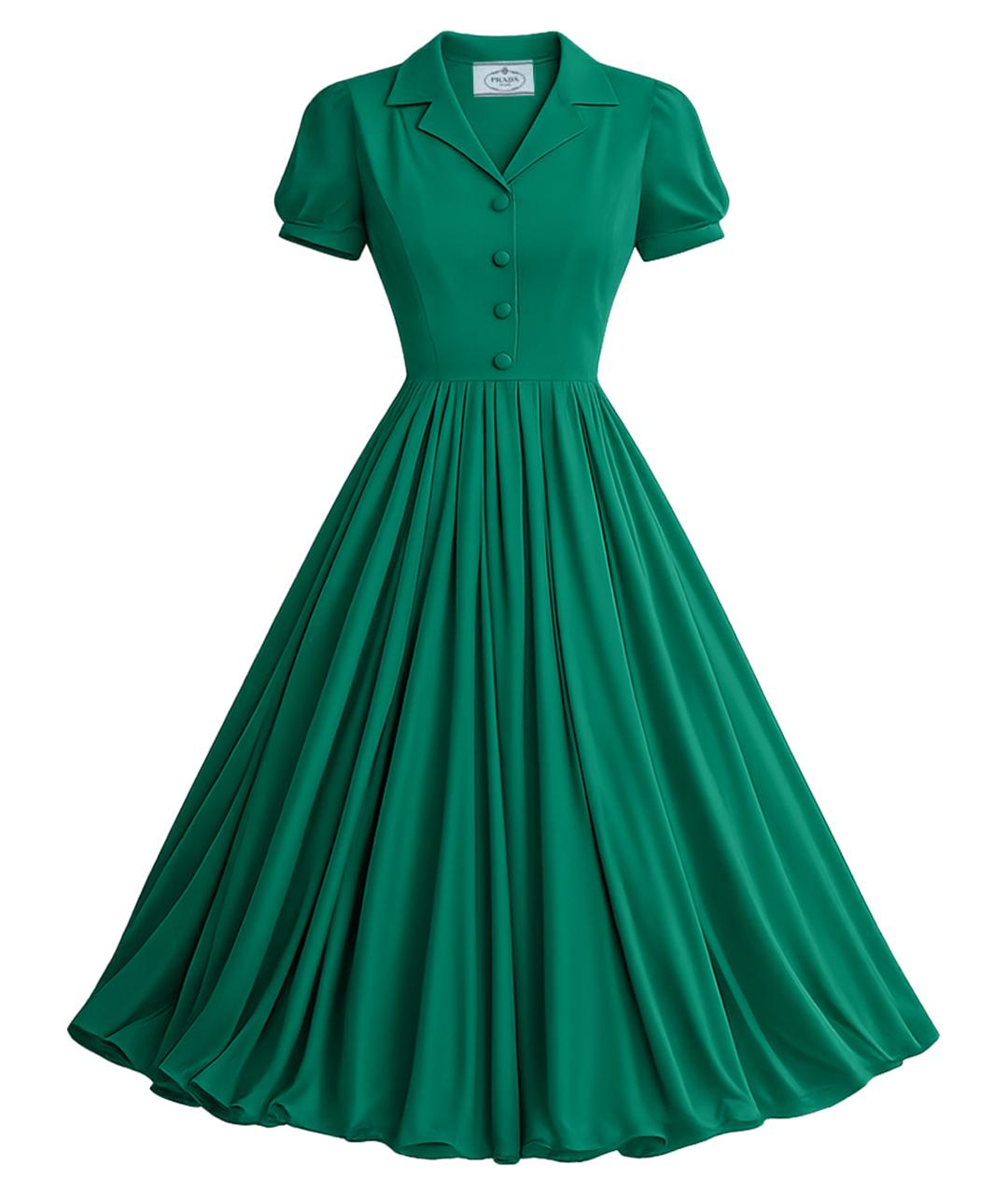PRADA Зеленые шелковое повседневное платье, фото 1