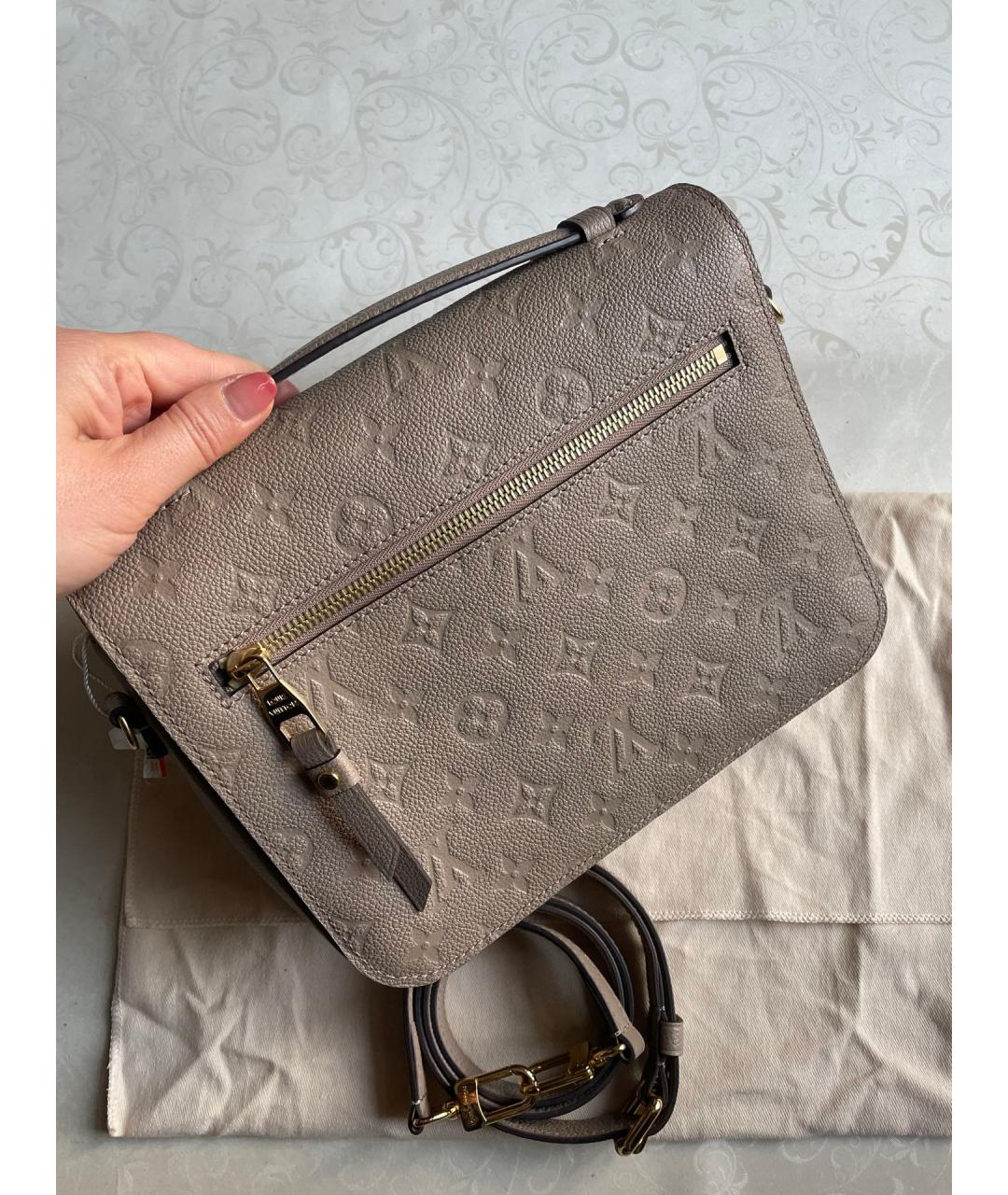 LOUIS VUITTON Серая кожаная сумка через плечо, фото 3