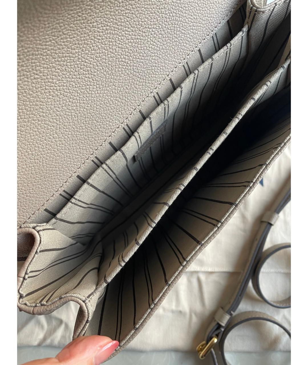 LOUIS VUITTON Серая кожаная сумка через плечо, фото 6