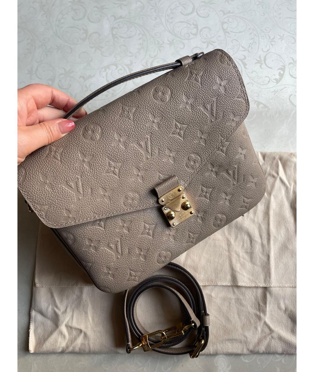 LOUIS VUITTON Серая кожаная сумка через плечо, фото 2