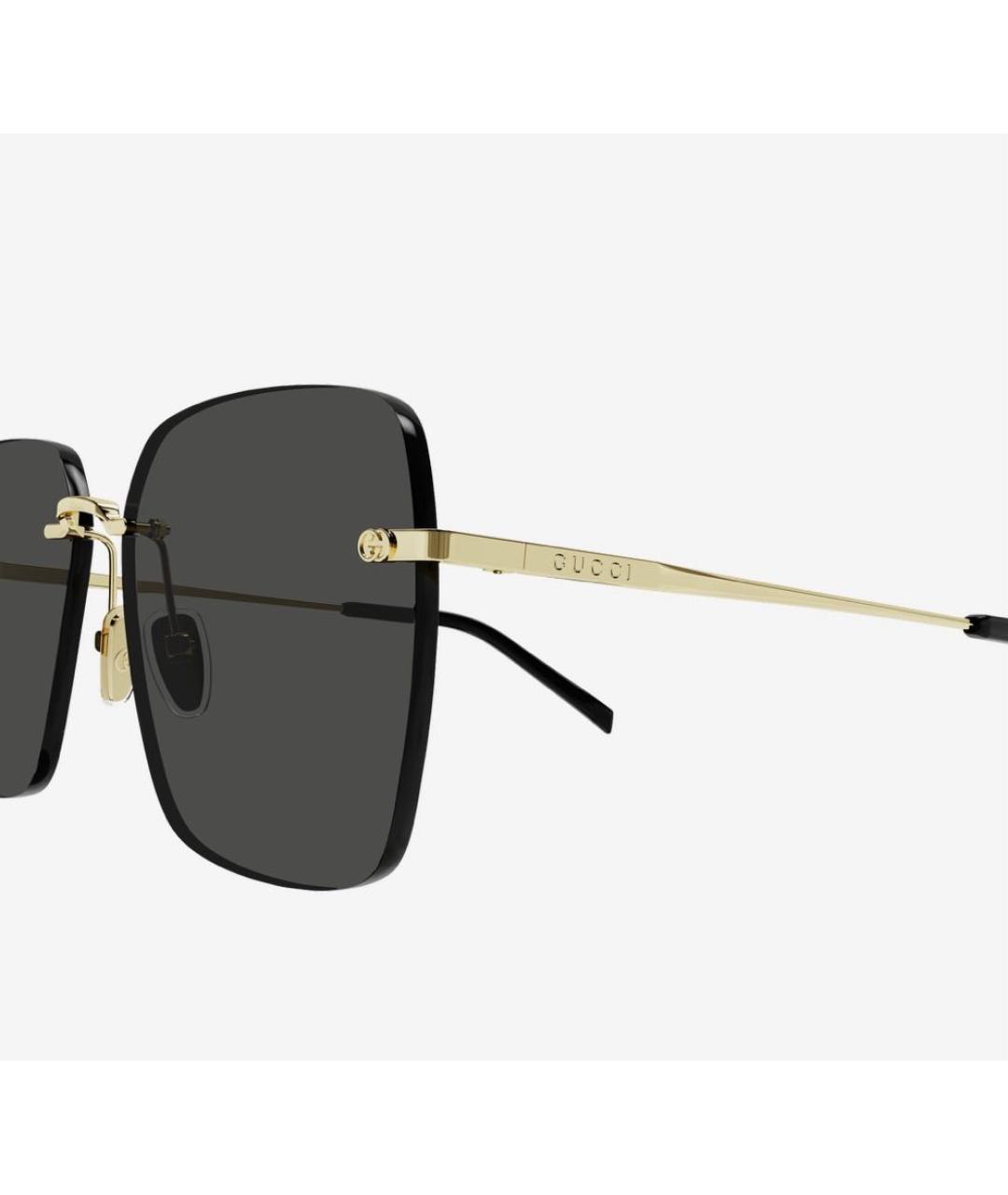 GUCCI Золотые металлические солнцезащитные очки, фото 3