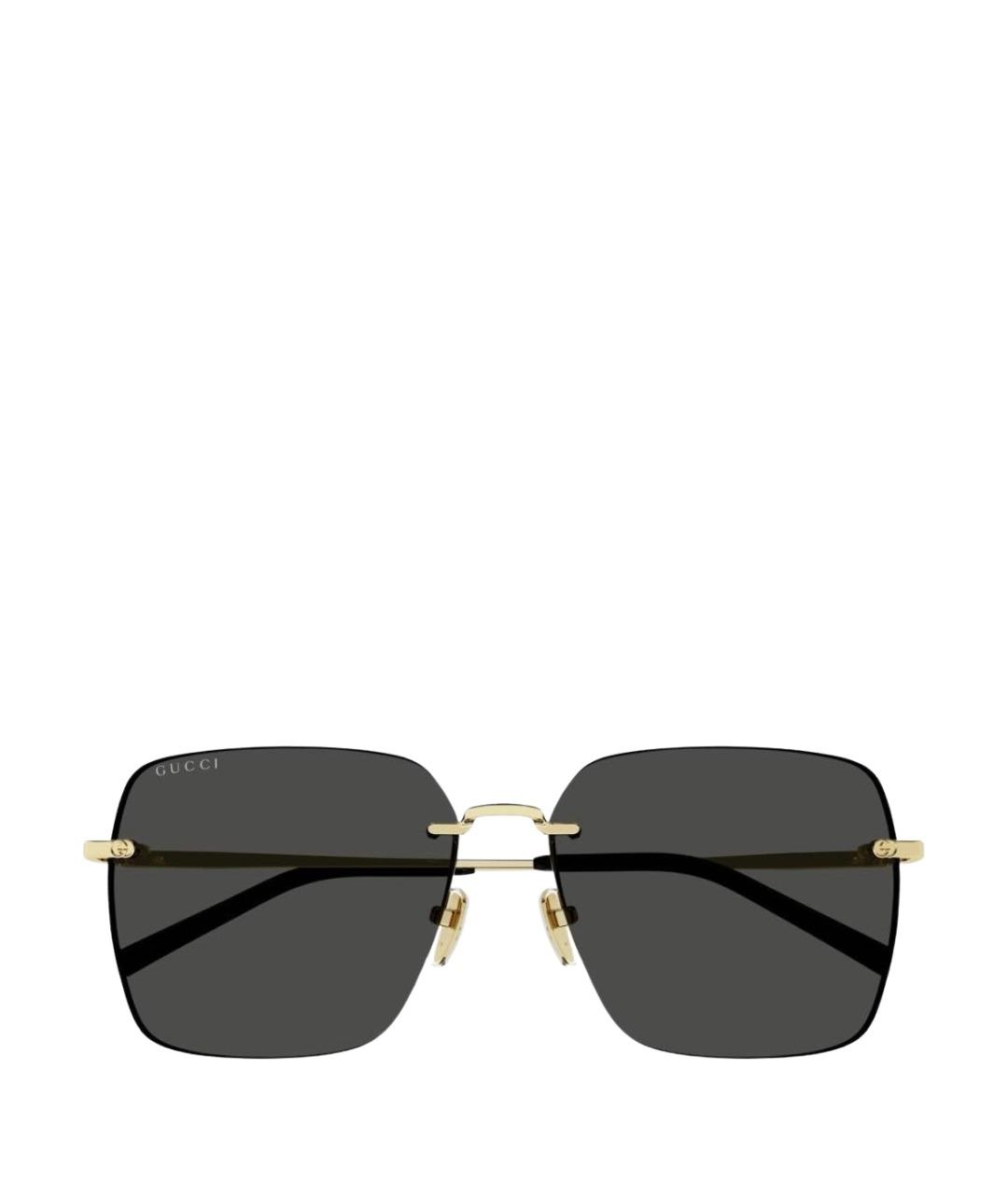 GUCCI Золотые металлические солнцезащитные очки, фото 1