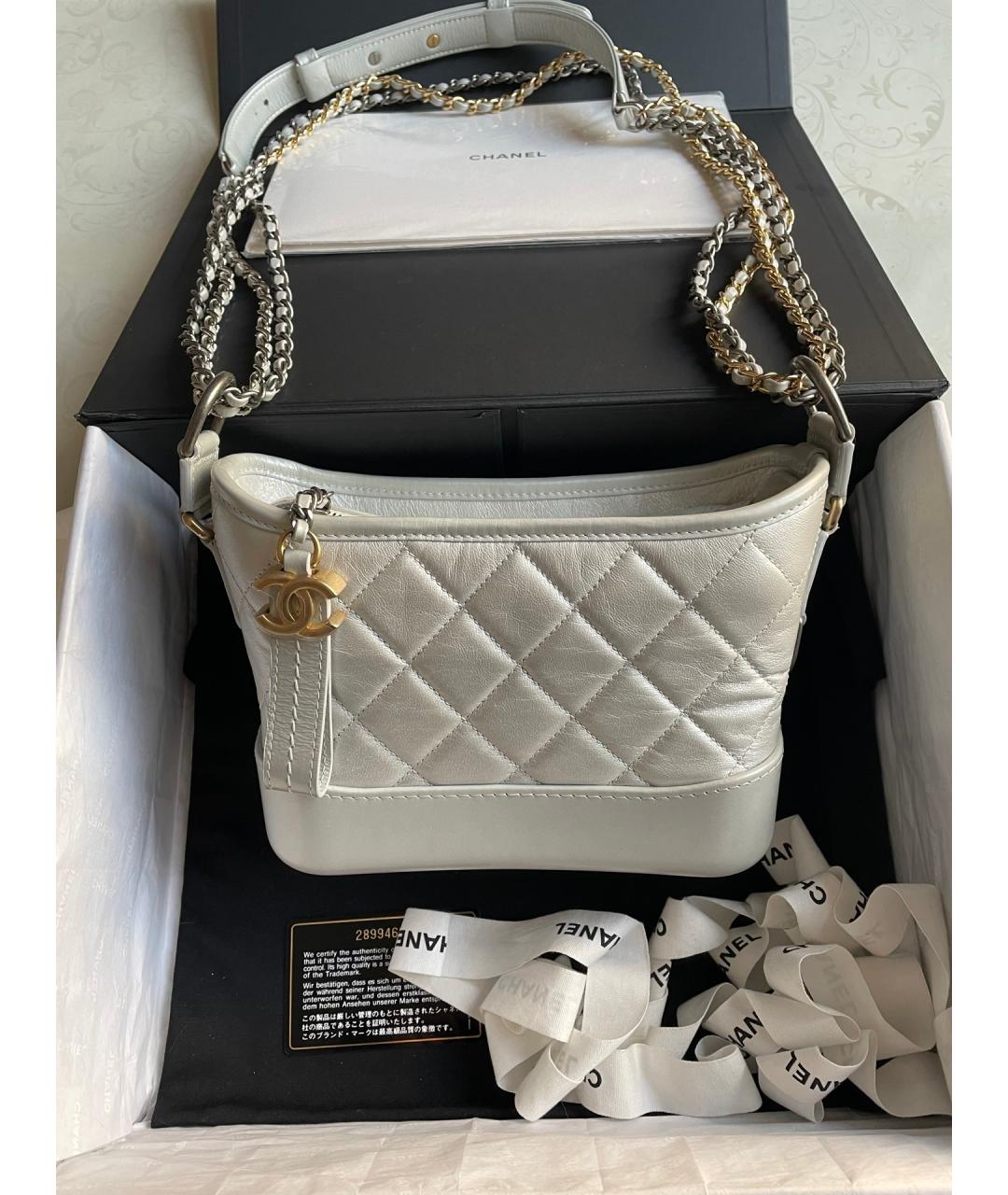 CHANEL Серая кожаная сумка через плечо, фото 7