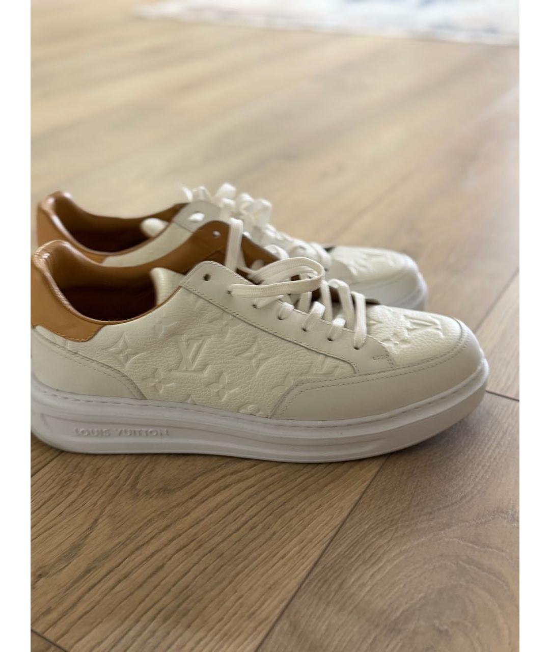 LOUIS VUITTON Белые кожаные низкие кроссовки / кеды, фото 5