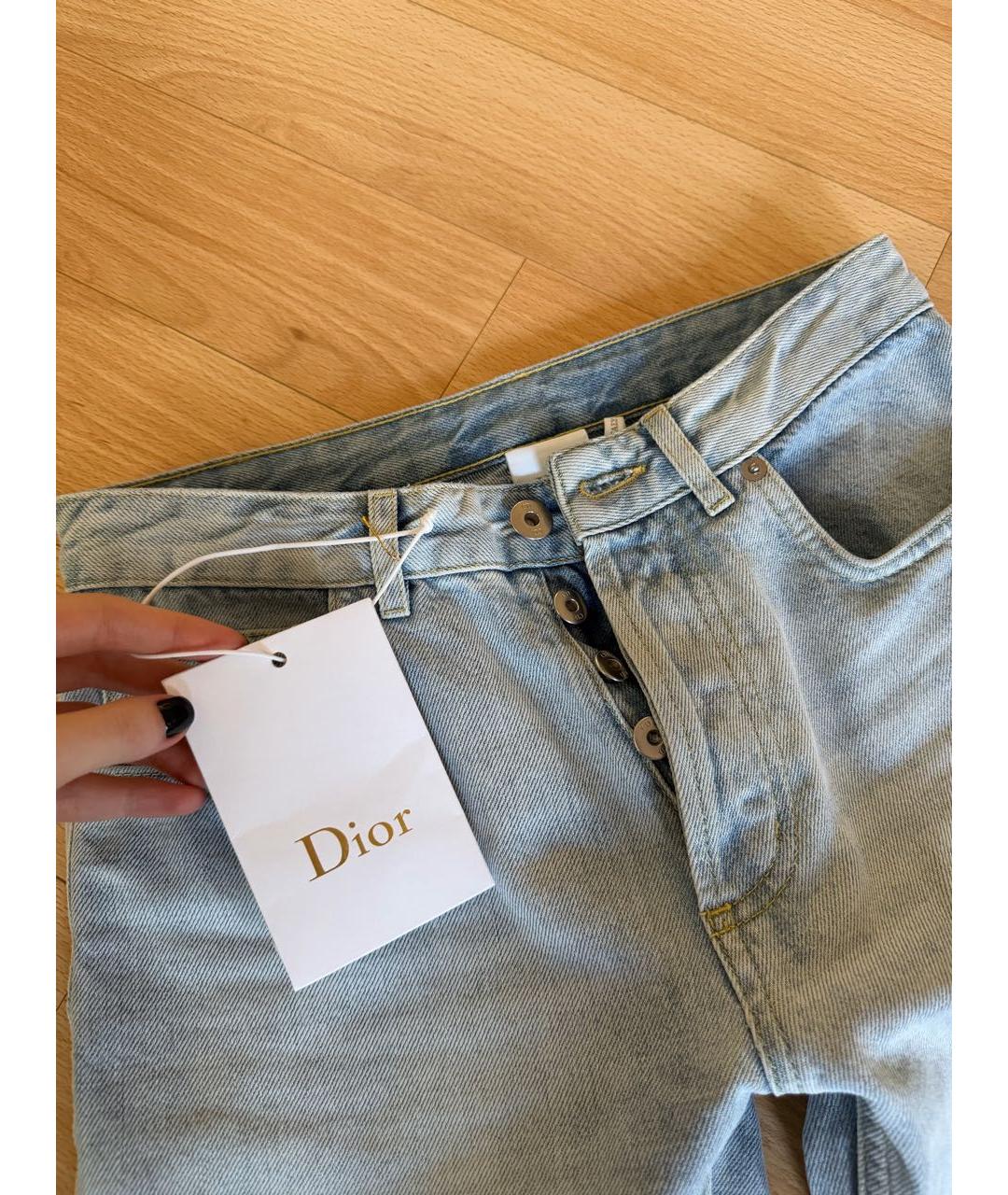 CHRISTIAN DIOR Голубые хлопковые прямые джинсы, фото 3