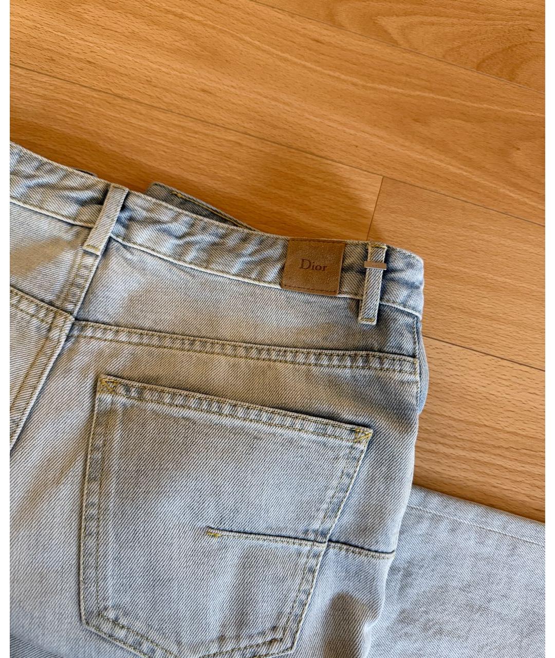 CHRISTIAN DIOR Голубые хлопковые прямые джинсы, фото 5