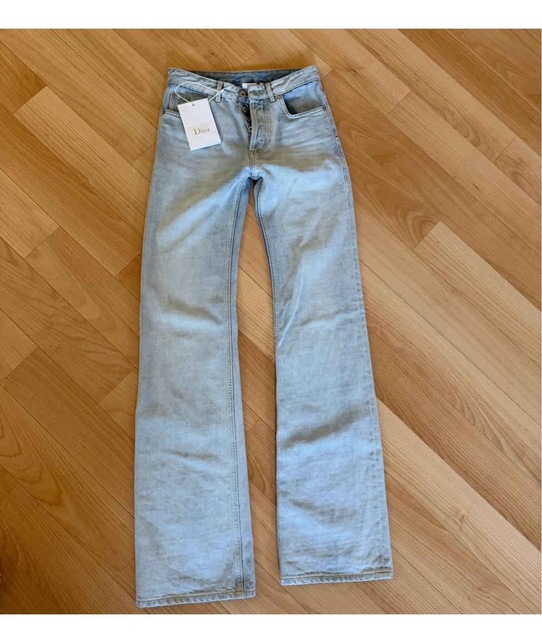 CHRISTIAN DIOR Голубые хлопковые прямые джинсы, фото 2