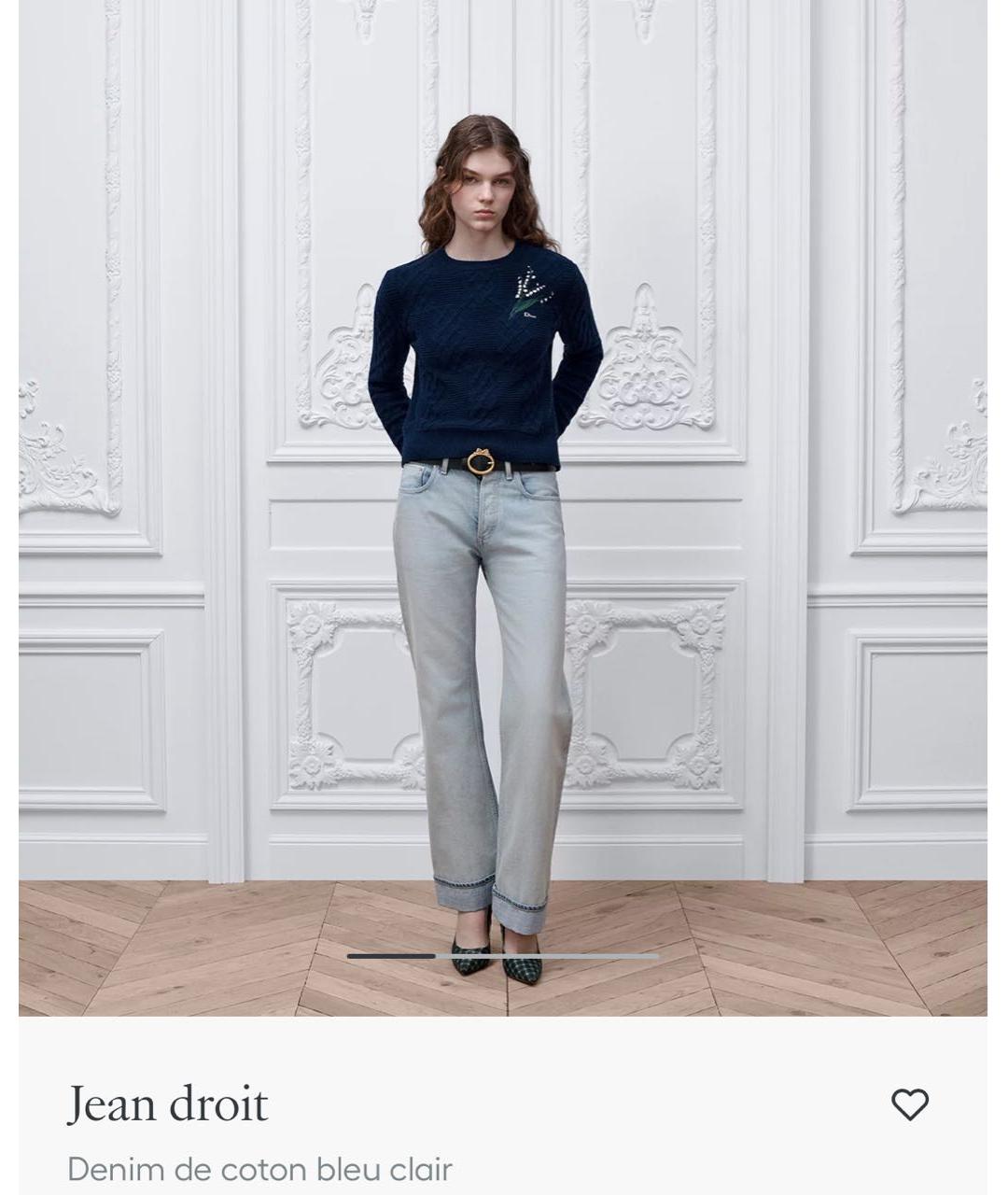 CHRISTIAN DIOR Голубые хлопковые прямые джинсы, фото 7