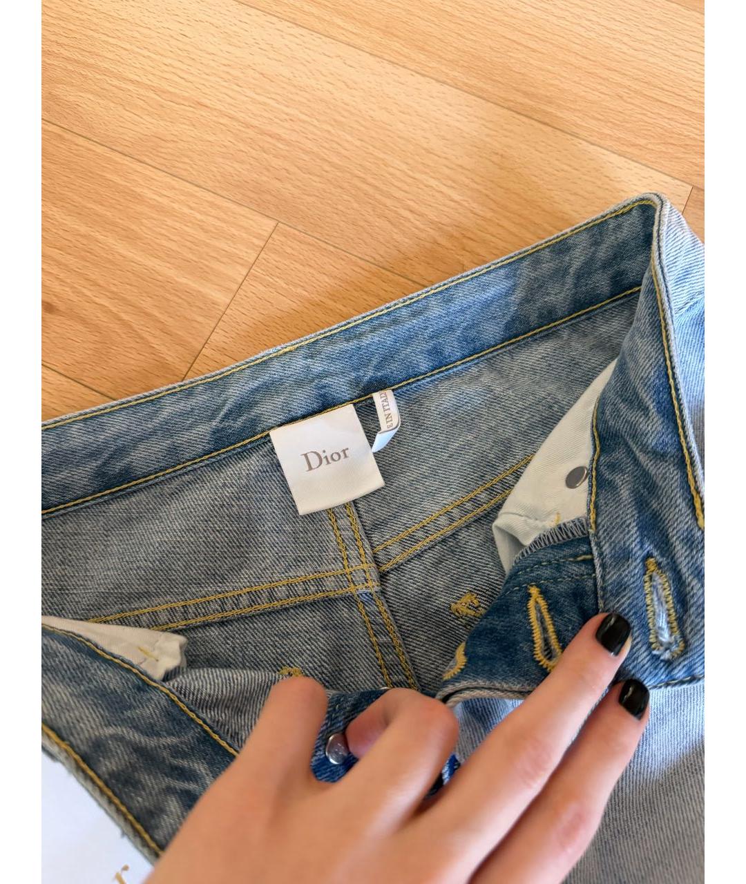 CHRISTIAN DIOR Голубые хлопковые прямые джинсы, фото 4