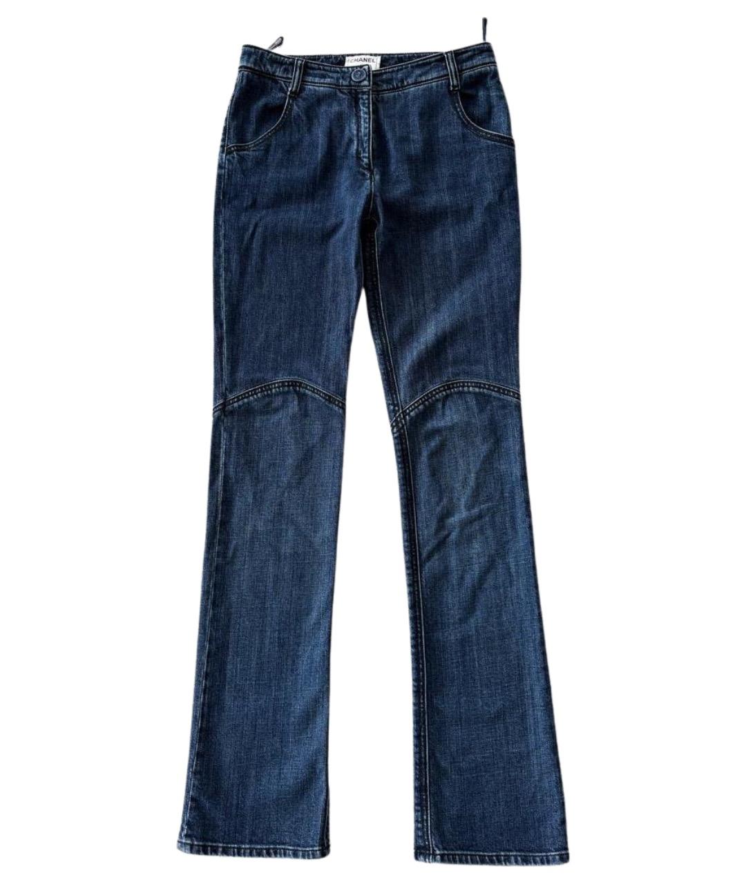 CHANEL Темно-синие хлопковые джинсы клеш, фото 1