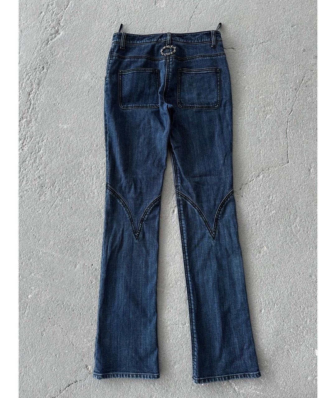 CHANEL Темно-синие хлопковые джинсы клеш, фото 5