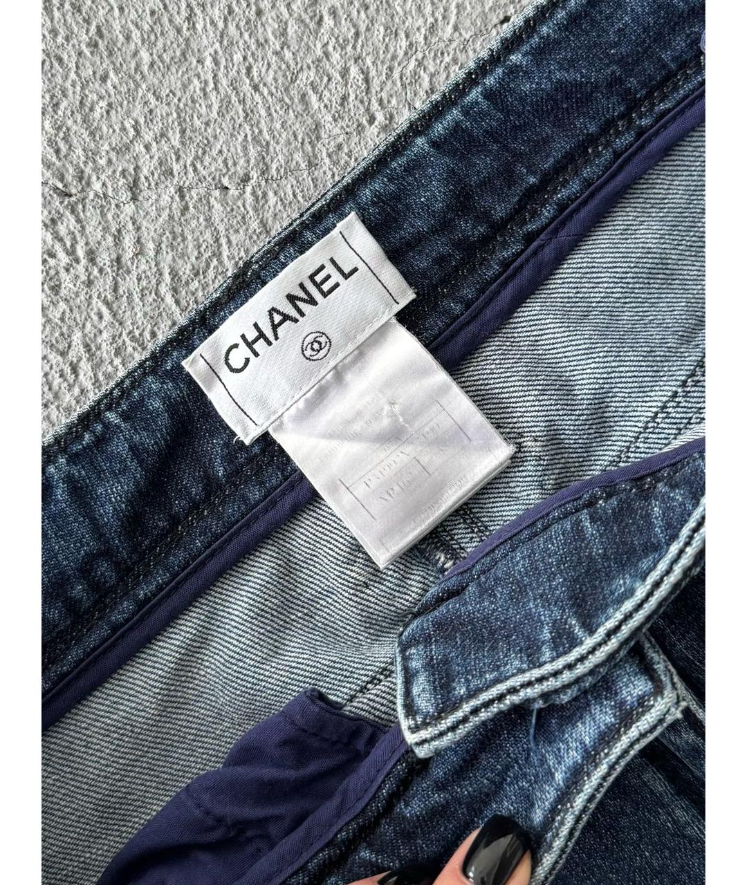 CHANEL Темно-синие хлопковые джинсы клеш, фото 3