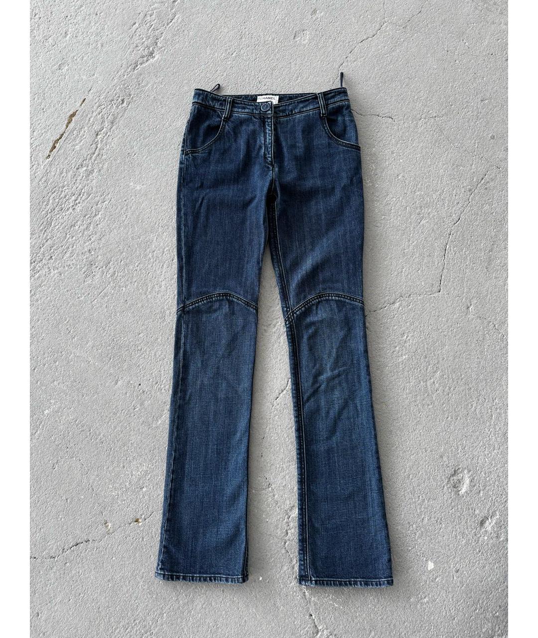 CHANEL Темно-синие хлопковые джинсы клеш, фото 9