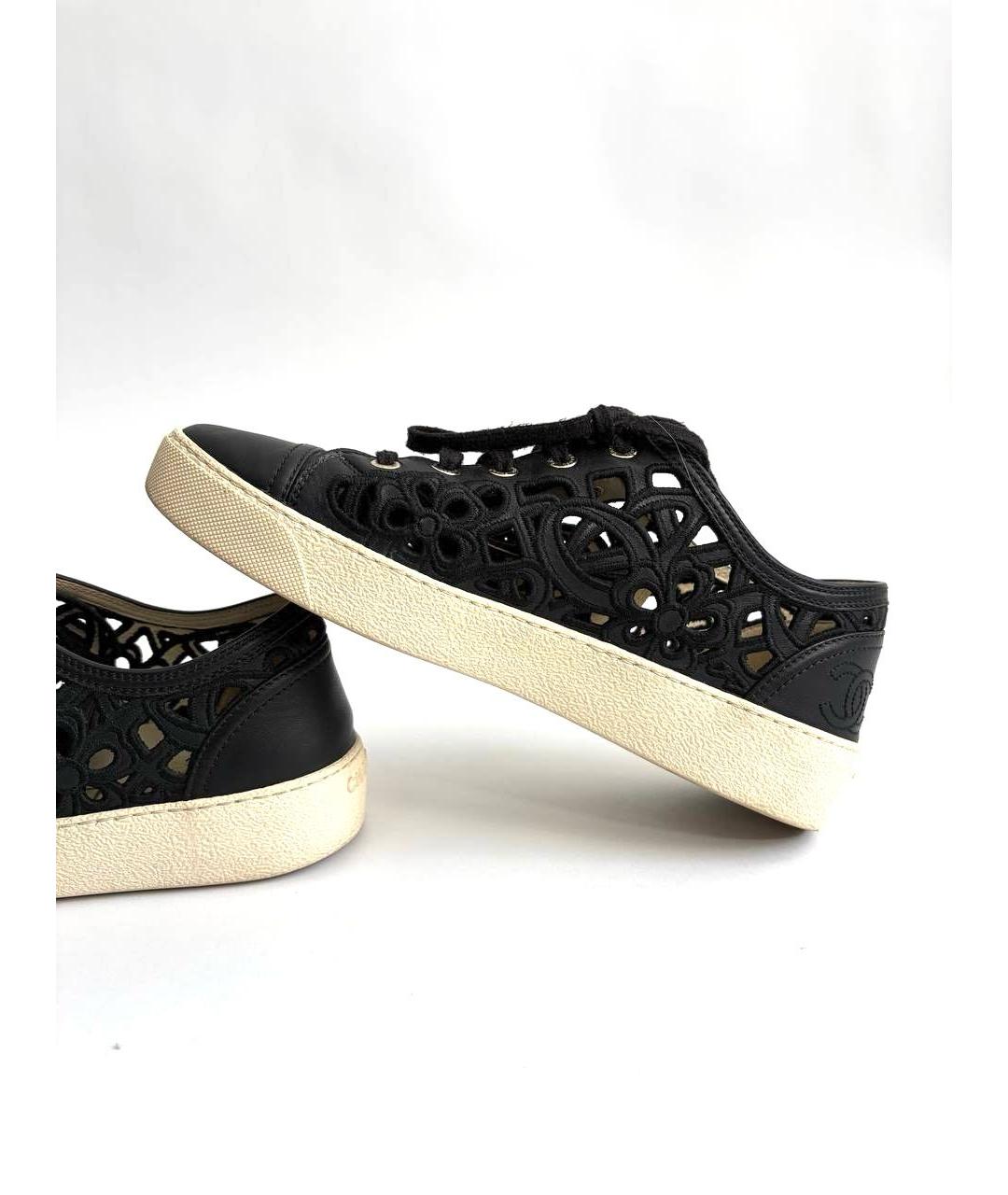 CHANEL Черные кожаные кеды, фото 6