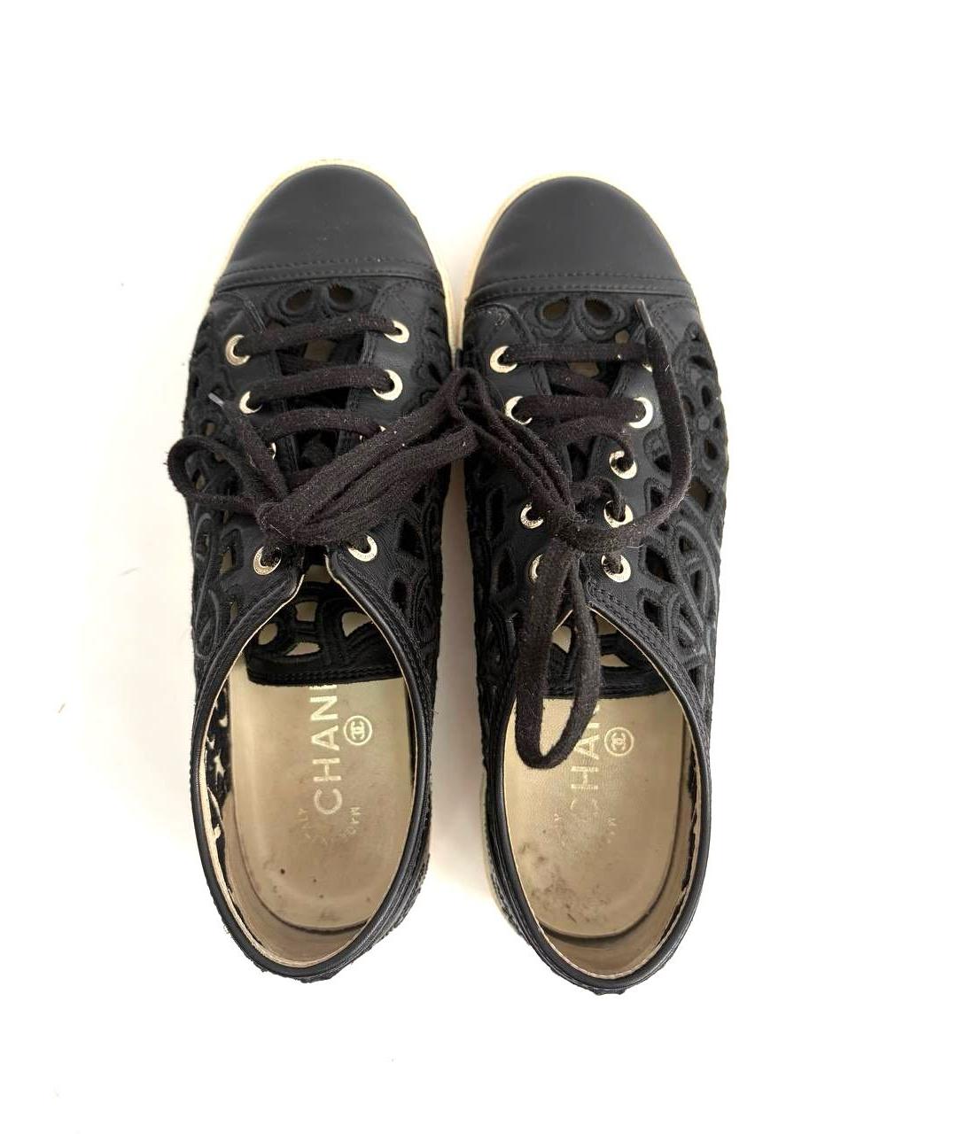 CHANEL Черные кожаные кеды, фото 3