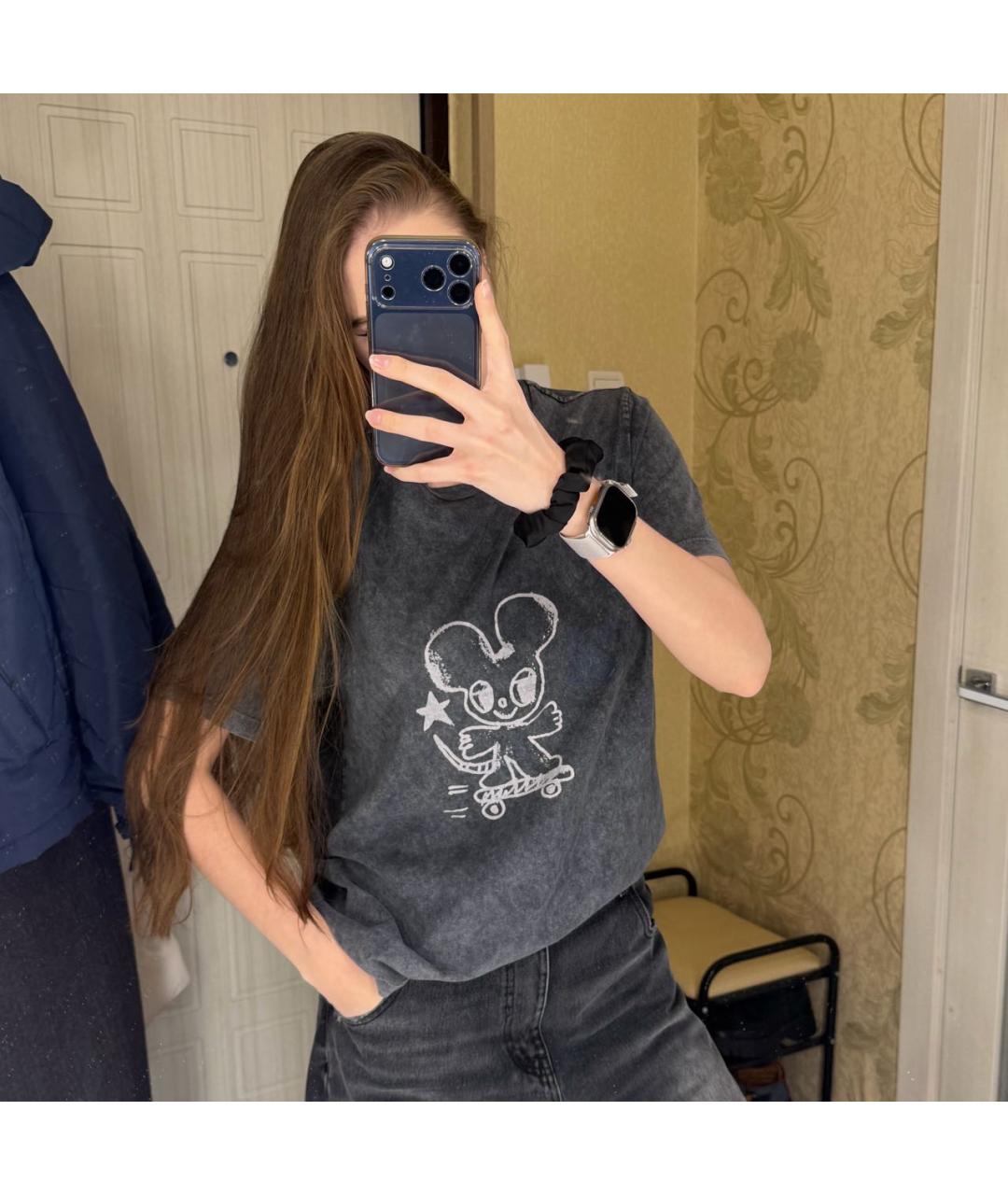 ZADIG & VOLTAIRE Серая хлопковая футболка, фото 4