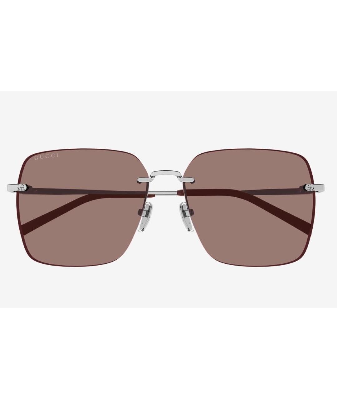 GUCCI Серебряные металлические солнцезащитные очки, фото 4