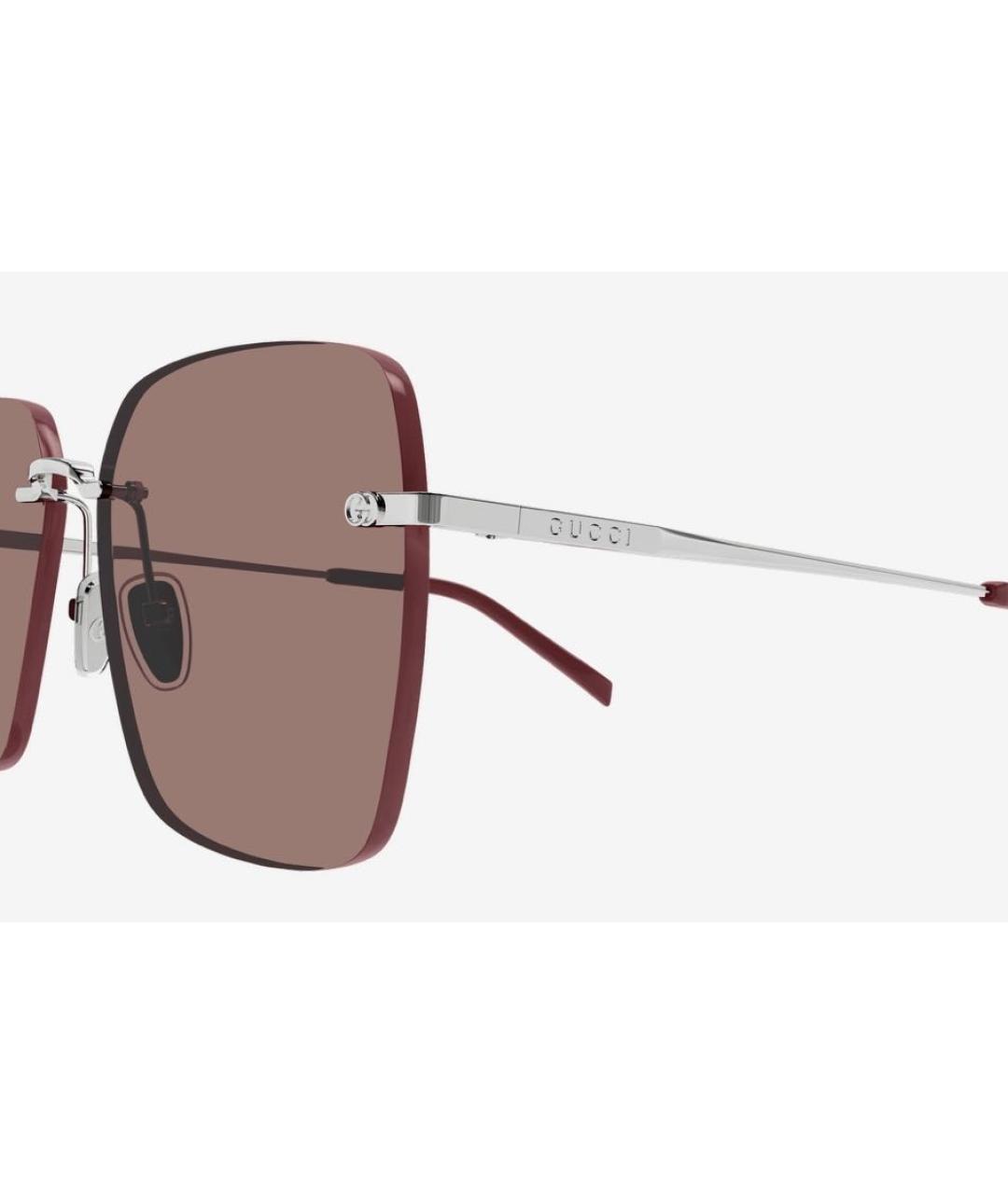 GUCCI Серебряные металлические солнцезащитные очки, фото 2