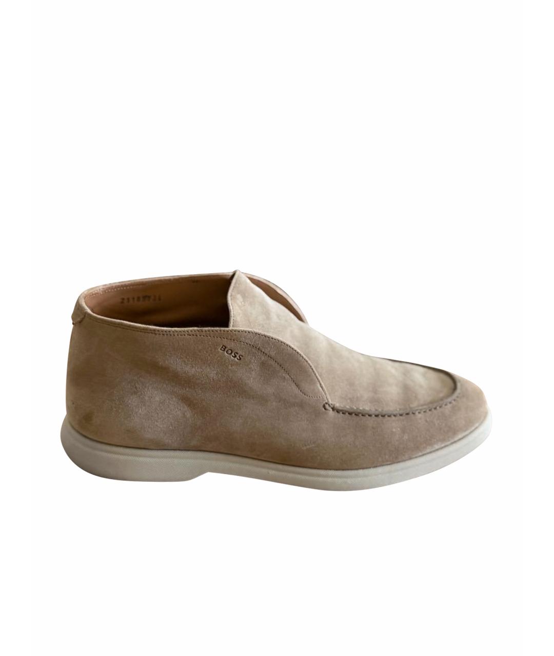 HUGO BOSS Бежевые замшевые лоферы, фото 1