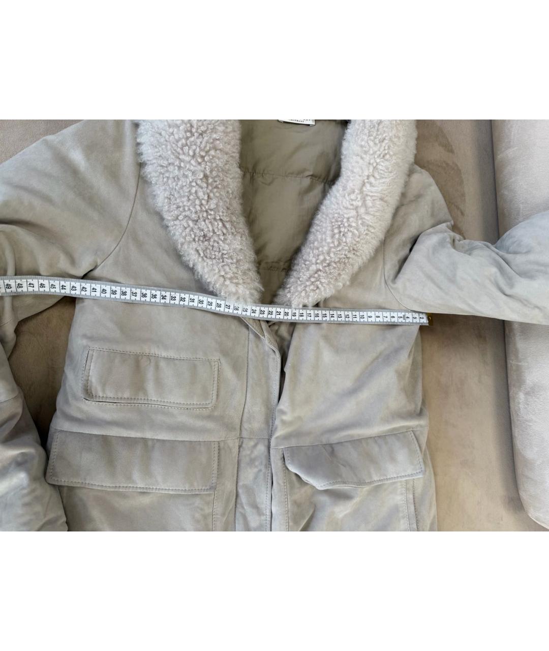 BRUNELLO CUCINELLI Бежевый замшевый пуховик, фото 5