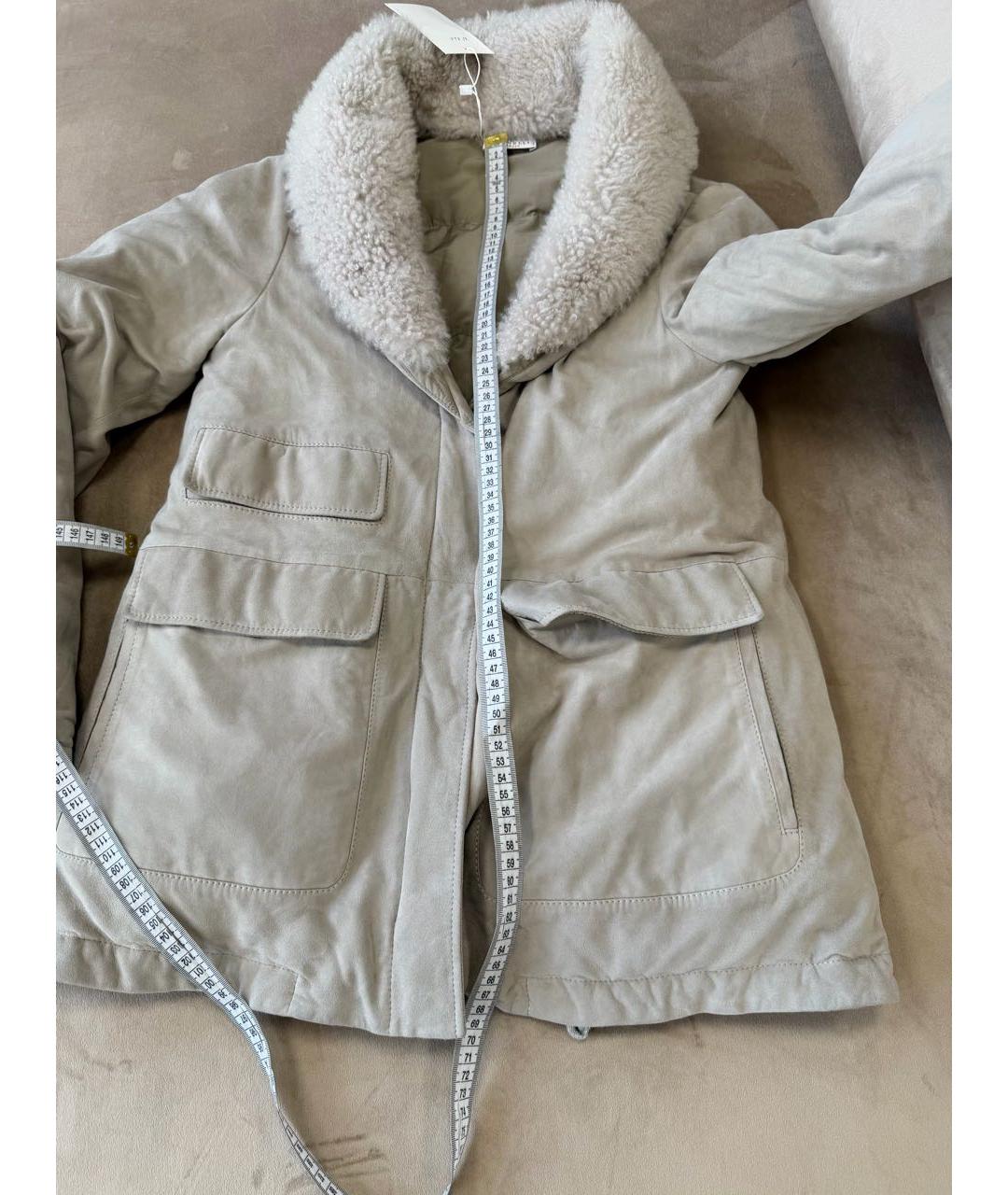 BRUNELLO CUCINELLI Бежевый замшевый пуховик, фото 7