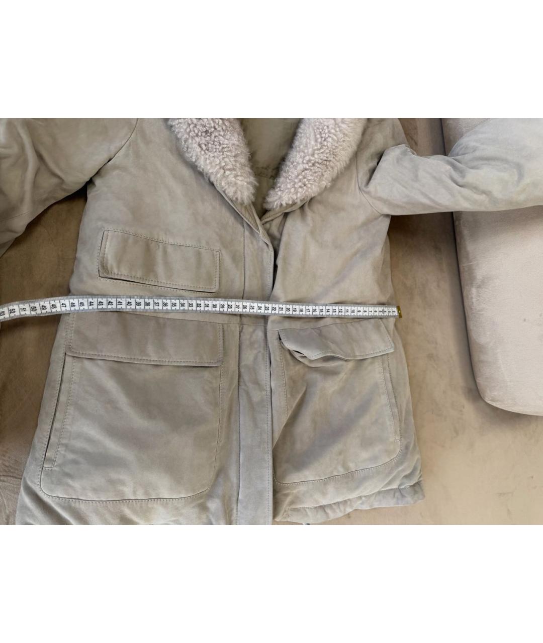 BRUNELLO CUCINELLI Бежевый замшевый пуховик, фото 6