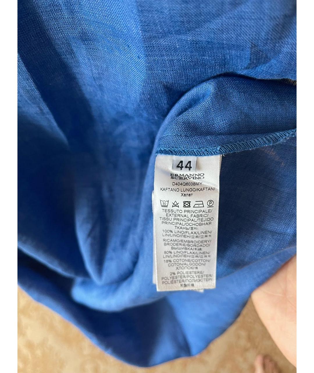 ERMANNO SCERVINO Синее льняное повседневное платье, фото 5