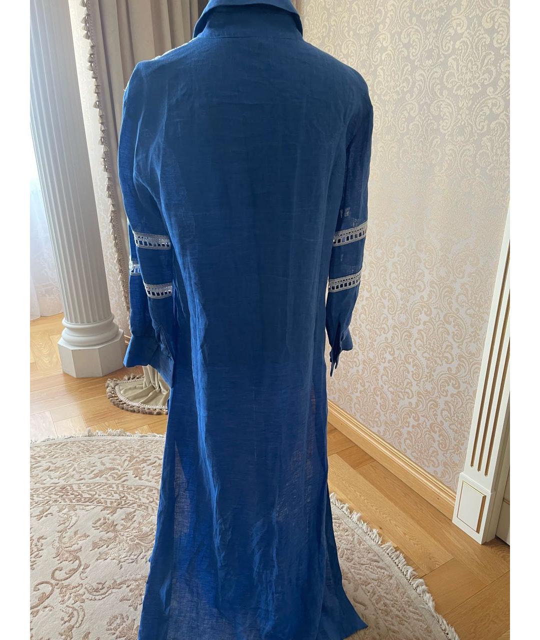 ERMANNO SCERVINO Синее льняное повседневное платье, фото 2