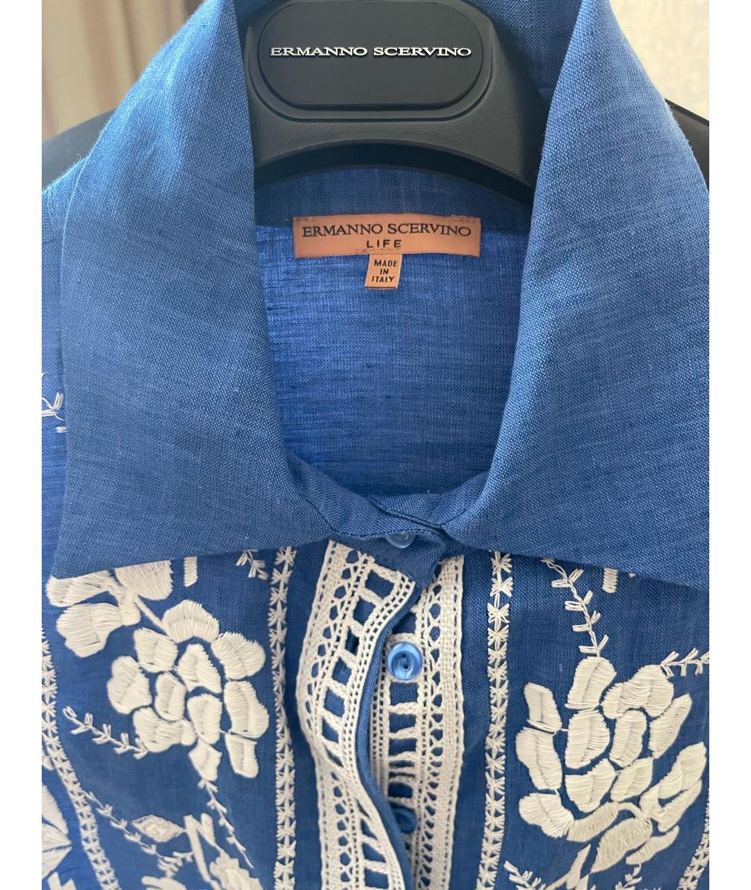 ERMANNO SCERVINO Синее льняное повседневное платье, фото 3