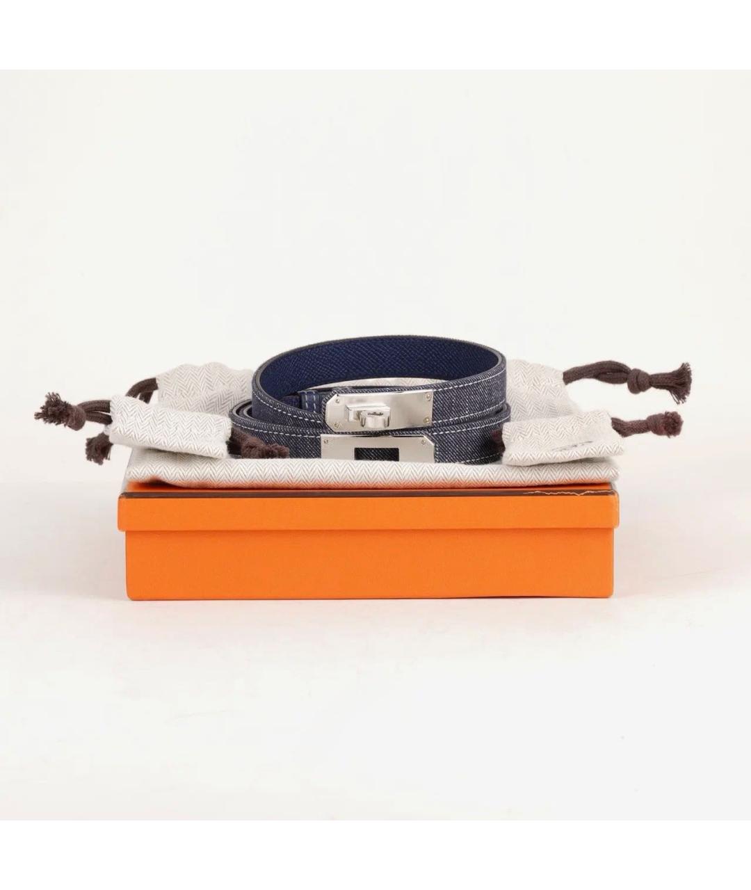 HERMES Темно-синий кожаный ремень, фото 2