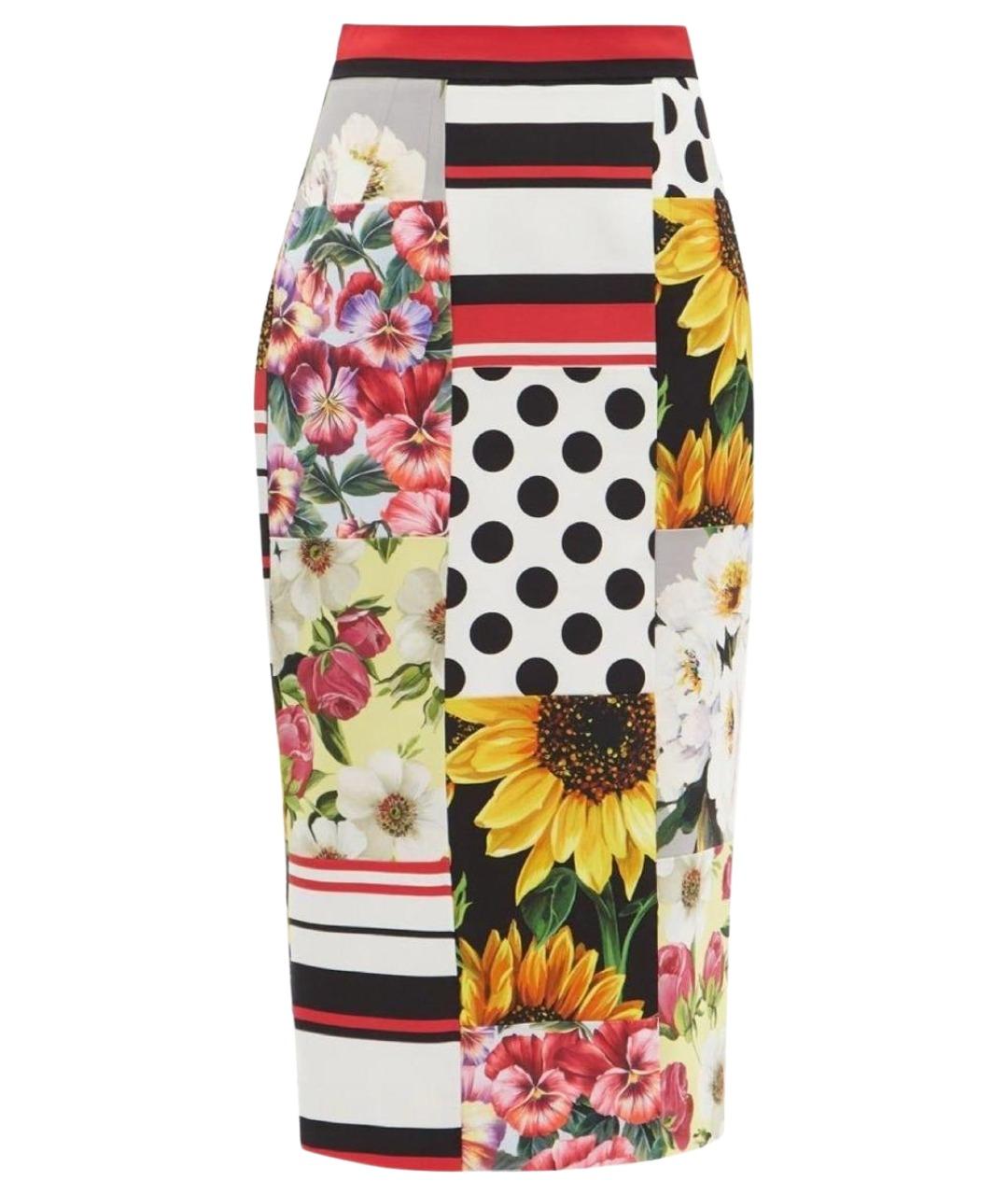 DOLCE&GABBANA Мульти шелковая юбка миди, фото 1