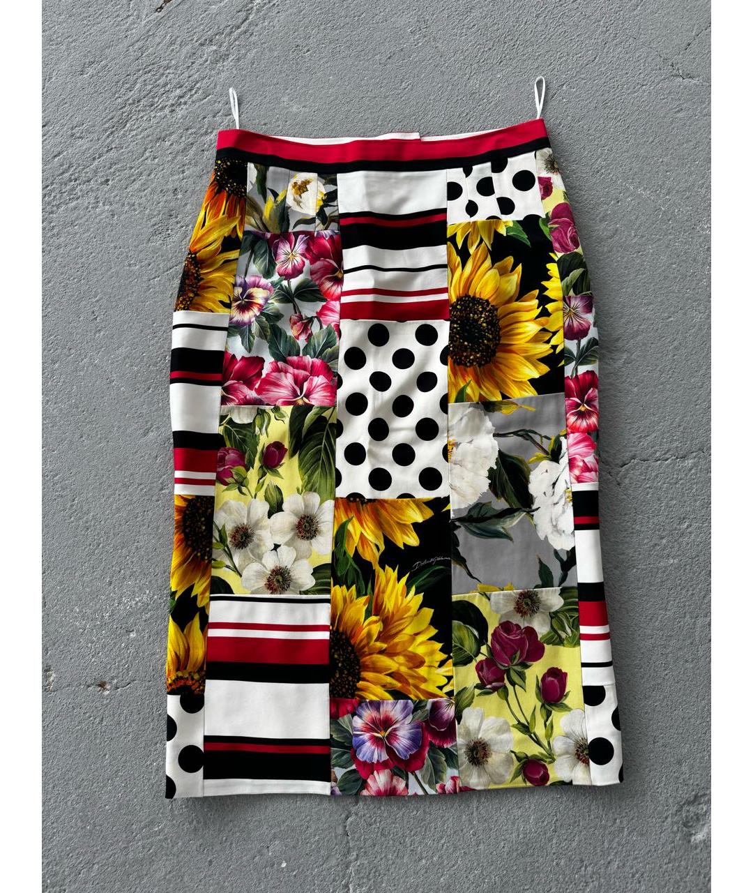 DOLCE&GABBANA Мульти шелковая юбка миди, фото 2