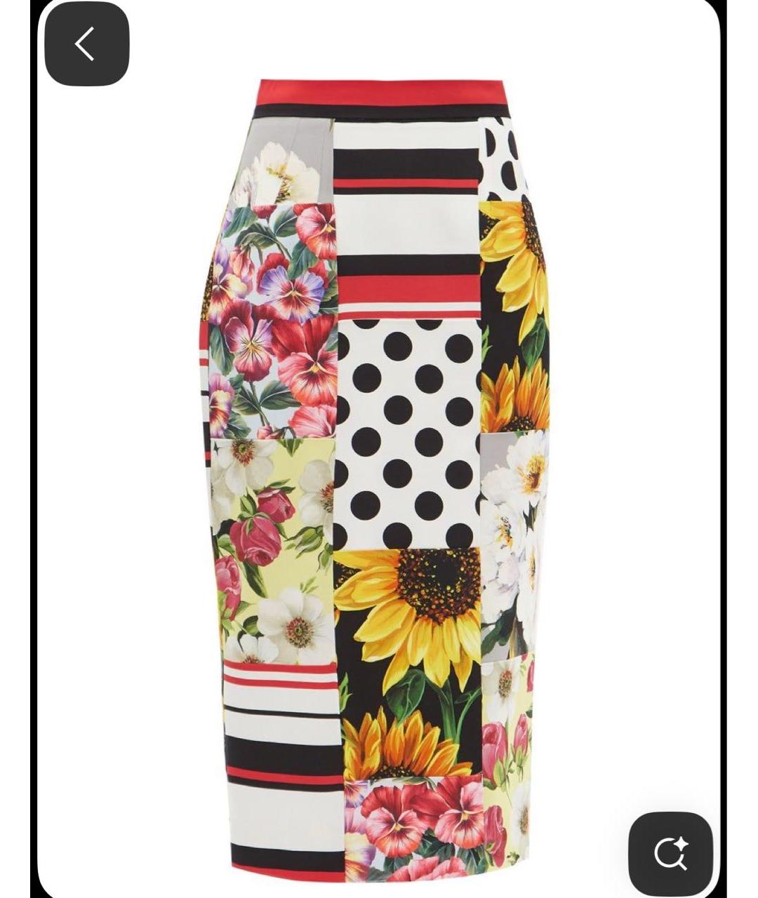 DOLCE&GABBANA Мульти шелковая юбка миди, фото 8