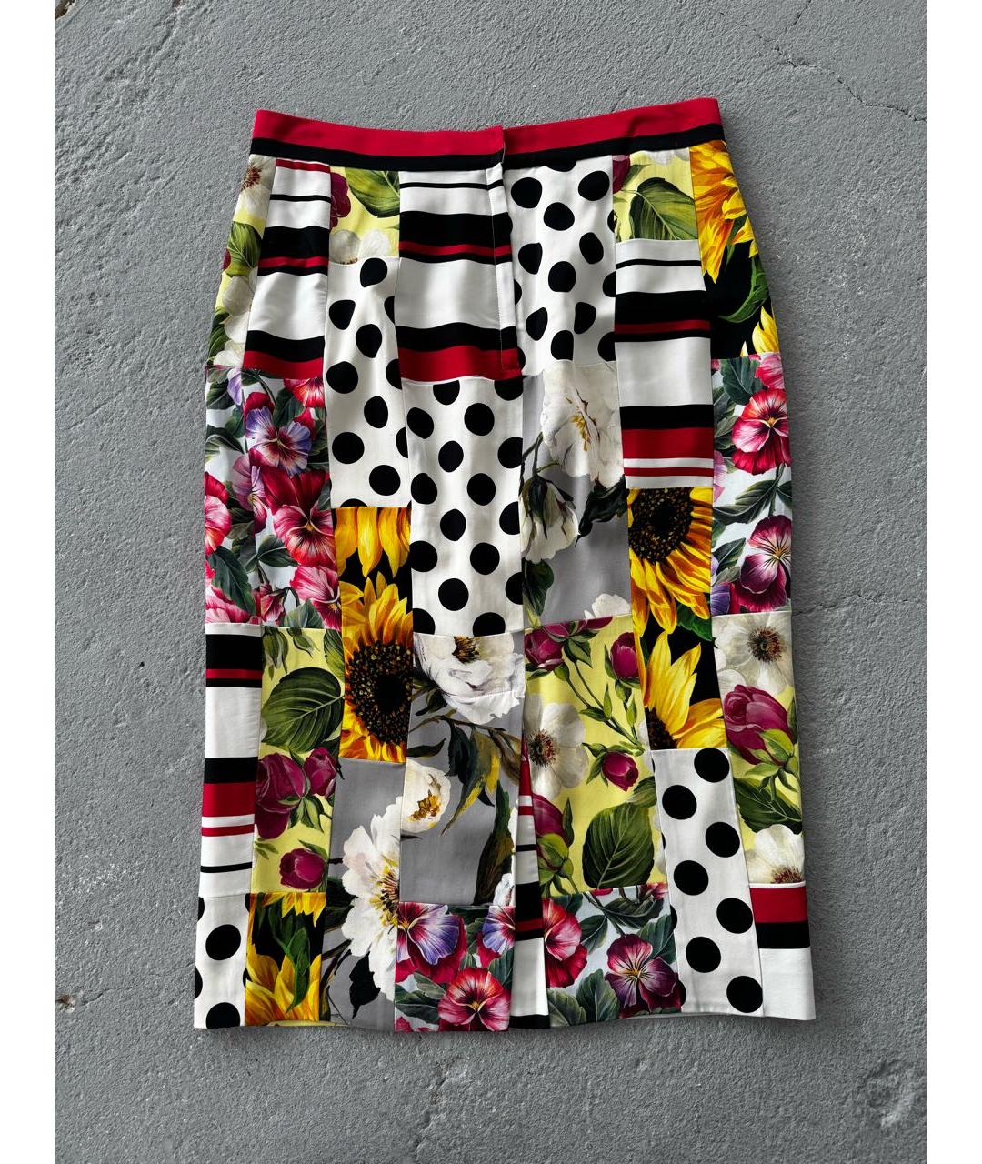 DOLCE&GABBANA Мульти шелковая юбка миди, фото 4