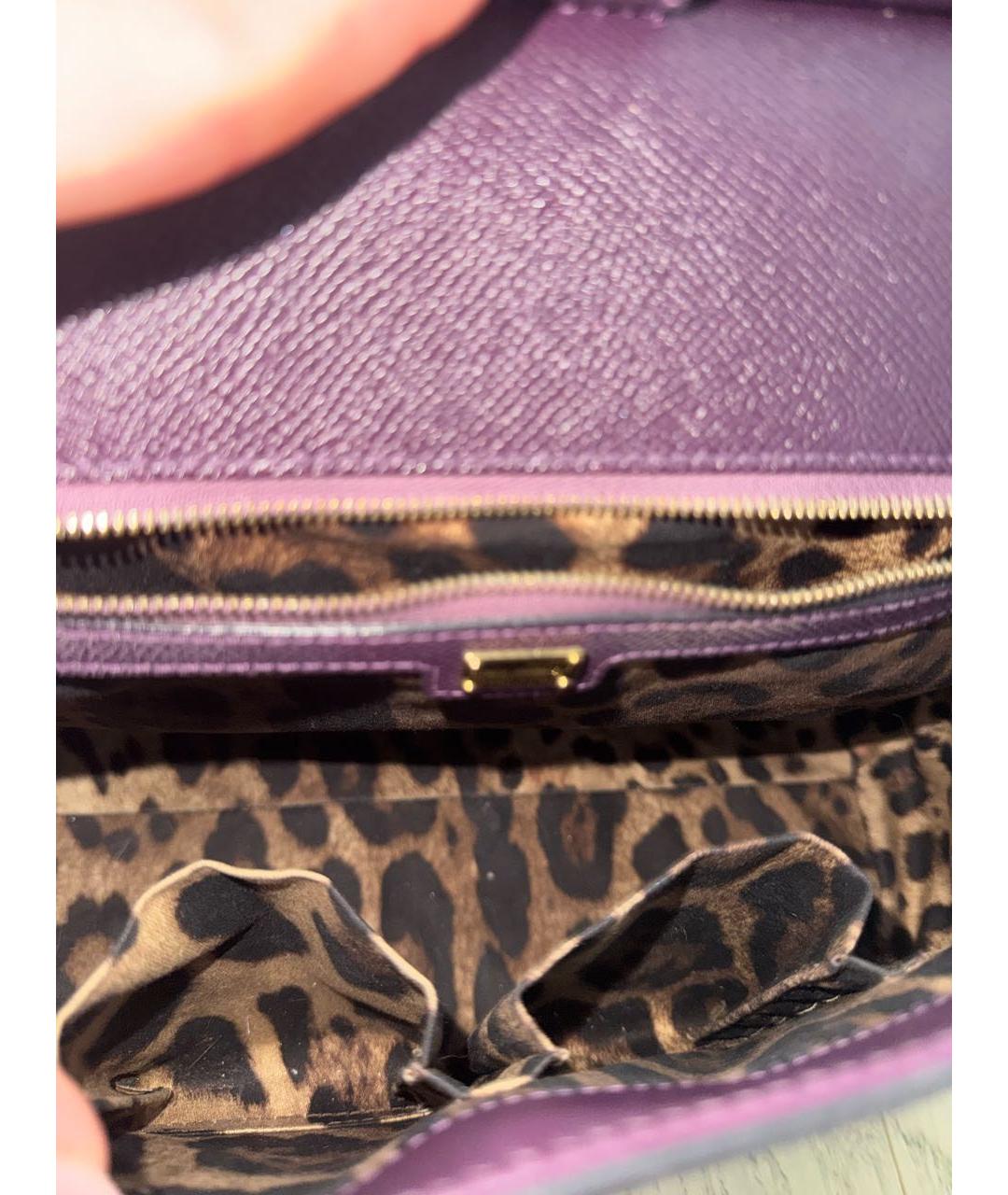 DOLCE&GABBANA Фиолетовая кожаная сумка с короткими ручками, фото 3