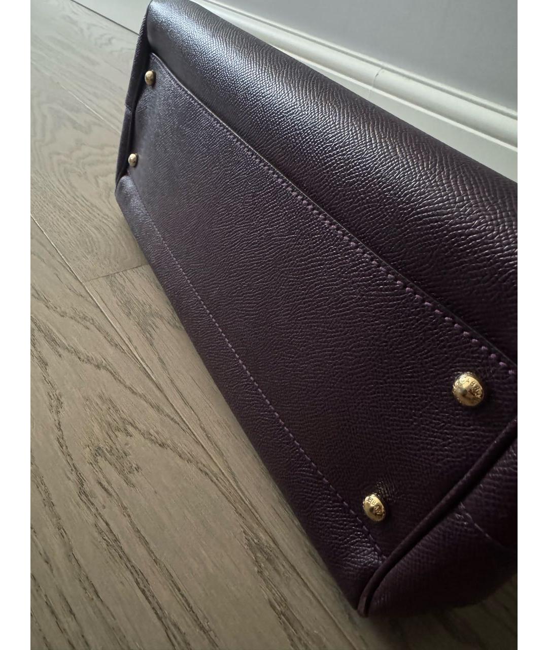 DOLCE&GABBANA Фиолетовая кожаная сумка с короткими ручками, фото 5