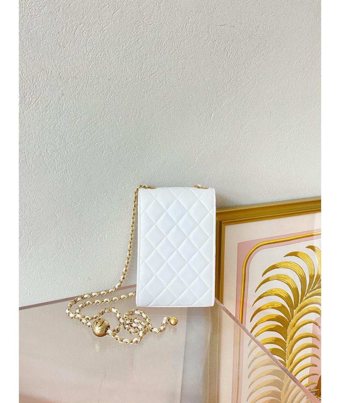 CHANEL Белая кожаная сумка через плечо, фото 4