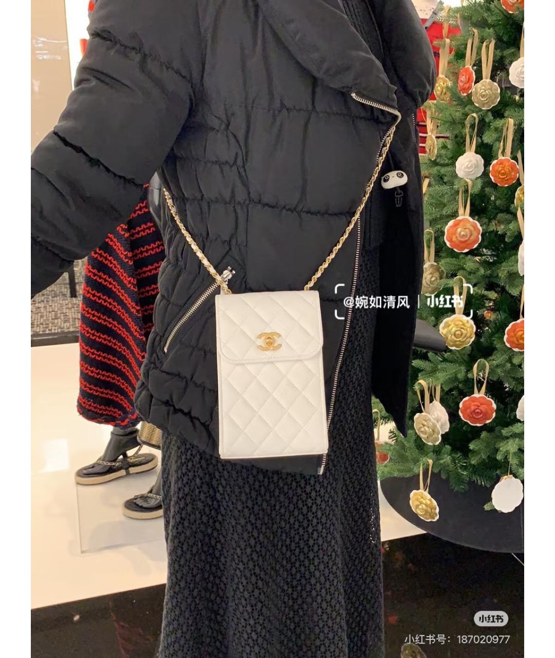 CHANEL Белая кожаная сумка через плечо, фото 5