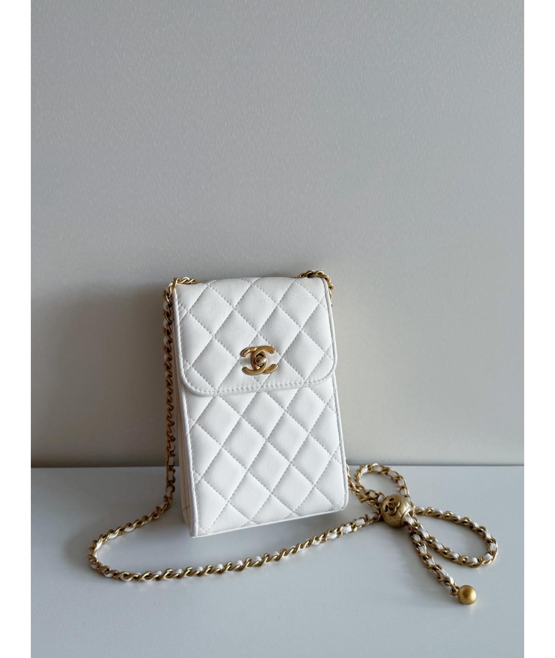 CHANEL Белая кожаная сумка через плечо, фото 2